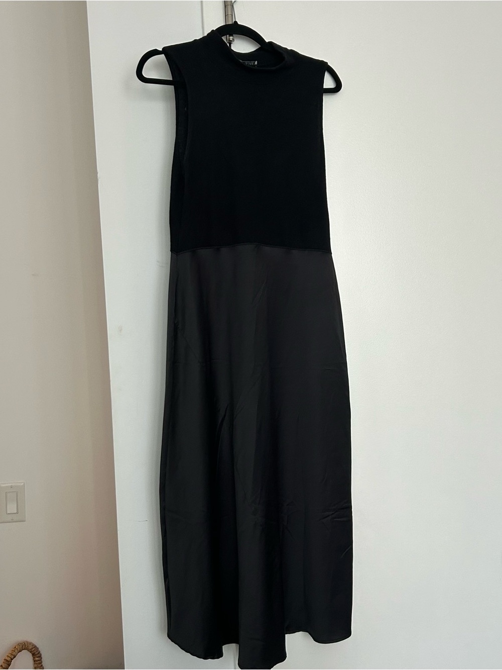 Zara Black silky dress with knit top